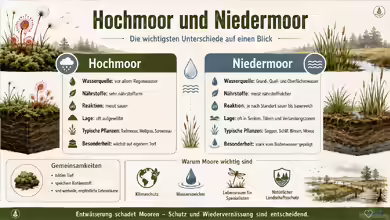 Begriffe erklärt: Hoch- und Niedermoor - Unterschiede, Entstehung und Bedeutung
