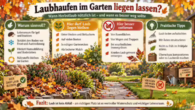 Laubhaufen im Garten liegen lassen? Warum Herbstlaub oft wertvoller ist als sein Ruf