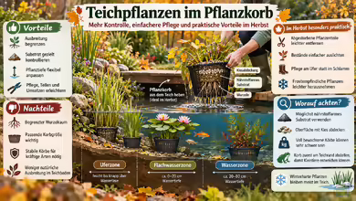 Teichpflanzen im Pflanzkorb - warum dies die Herbstpflege erleichtern kann