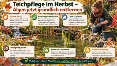 Teichpflege im Herbst - Algen jetzt gründlich entfernen