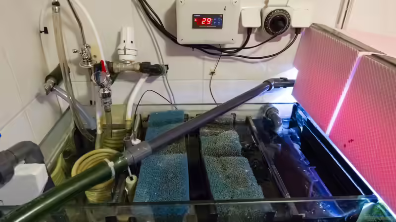 2016, Filterbecken mit Wasserzulauf und Ablauf von Diskus-Amanã (19)