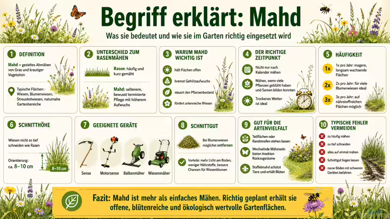 Begriff erklärt: Mahd - Bedeutung, Zeitpunkt und richtige Anwendung im Garten