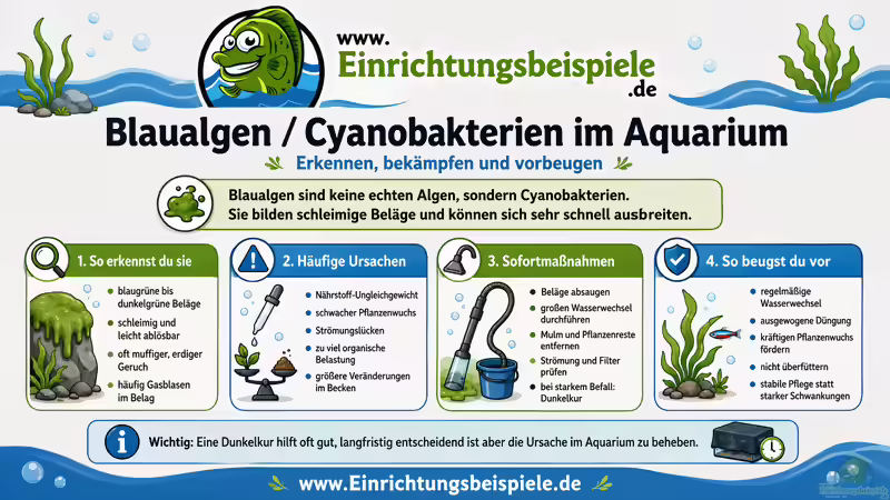 Blaualgen im Aquarium: Cyanobakterien erkennen, bekämpfen und dauerhaft vorbeugen