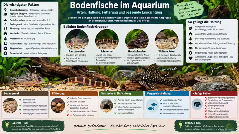 Bodenfische im Aquarium: Arten, Haltung, Fütterung und passende Einrichtung