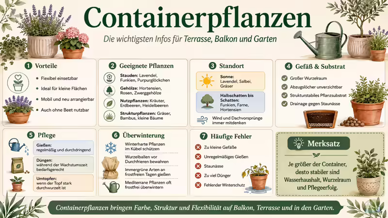 Containerpflanzen: Flexible Gartengestaltung für Terrasse, Balkon und Hof