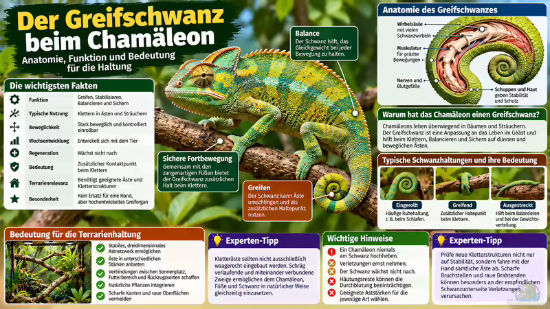Der Greifschwanz beim Chamäleon - Anatomie, Funktion und Bedeutung für die Haltung