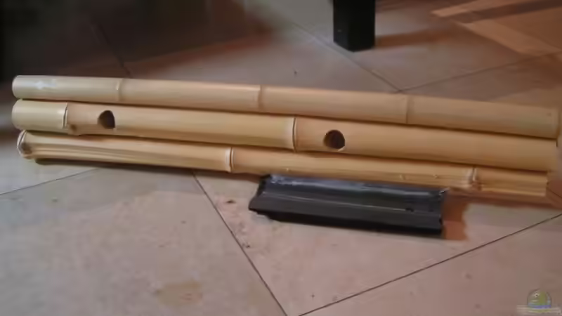 die gebastelte Bambusterasse mit Höhlen (nicht mehr drin, da sie sich von der Schieferplatte von Peggy (24)