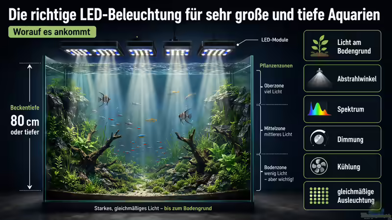 Die richtige LED-Beleuchtung für sehr große und tiefe Aquarien auswählen