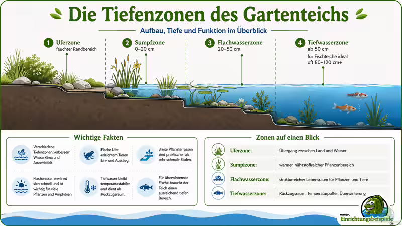 Die Tiefenzonen des Gartenteichs