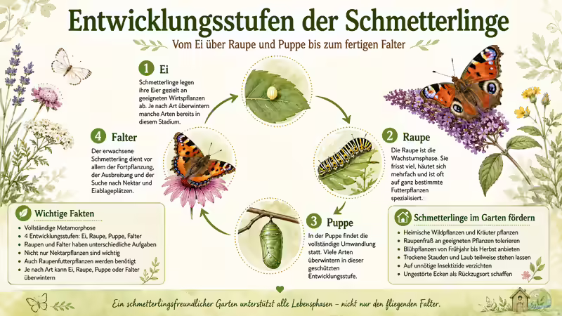 Entwicklungsstufen der Schmetterlinge: Vom Ei über die Raupe bis zum fertigen Falter