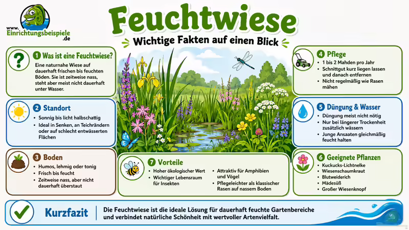 Feuchtwiese im Garten: Lebensraum, Anlage, Pflege und passende Pflanzen
