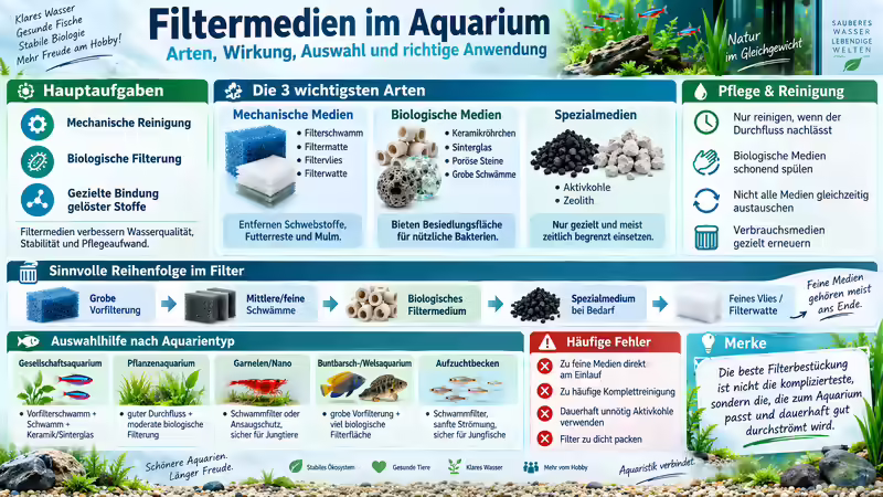 Filtermedien im Aquarium: Arten, Wirkung, Auswahl und richtige Anwendung
