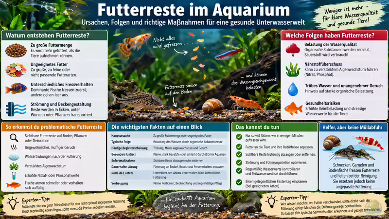 Futterreste im Aquarium: Ursachen, Folgen und richtige Maßnahmen