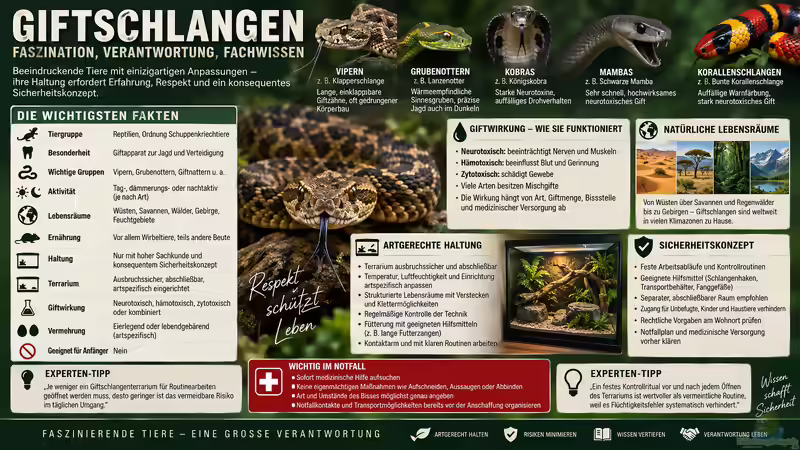 Giftschlangen im Terrarium: Arten, Haltung, Giftwirkung und verantwortungsvoller Umgang