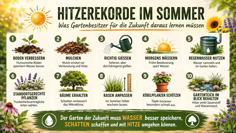 Hitzerekorde im Sommer: Was müssen Gartenbesitzer für die Zukunft daraus lernen?