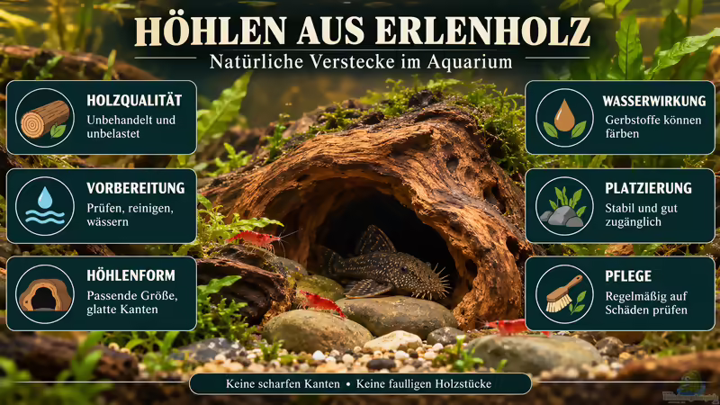 Höhlen aus Erlenholz im Aquarium: Natürliche Verstecke richtig auswählen und pflegen