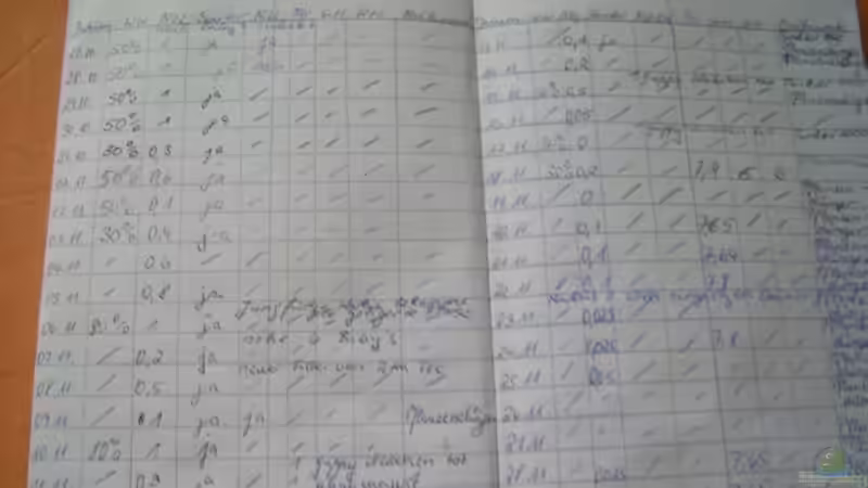 In diesem Heft werden tägl. alle Daten über^das Becken festgehalten von Belvina (20)