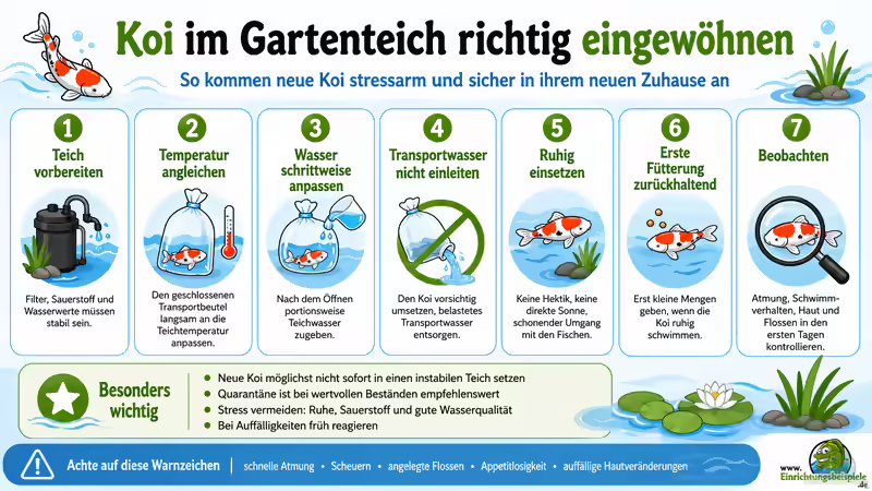 Koi im Gartenteich richtig eingewöhnen