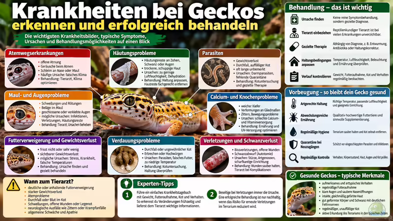 Krankheiten bei Geckos erkennen und erfolgreich behandeln