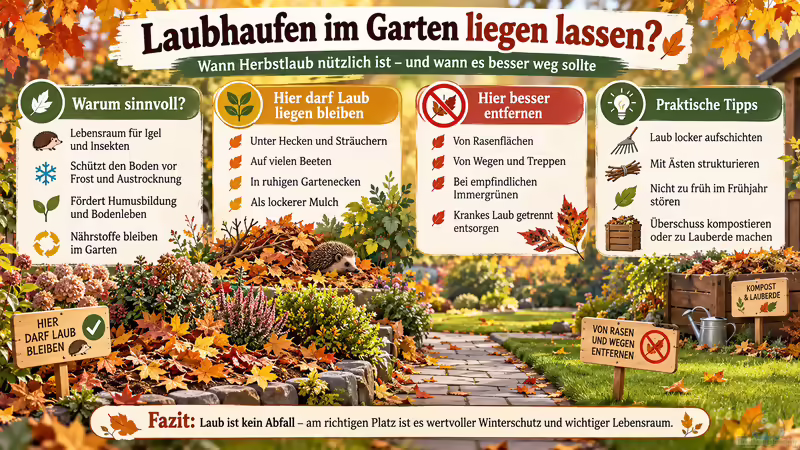 Laubhaufen im Garten liegen lassen? Warum Herbstlaub oft wertvoller ist als sein Ruf