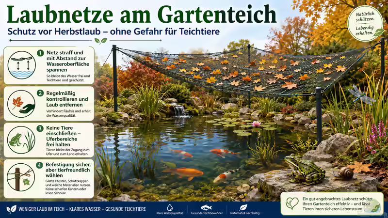 Laubnetze am Gartenteich: Schutz vor Herbstlaub - ohne Gefahr für Teichtiere