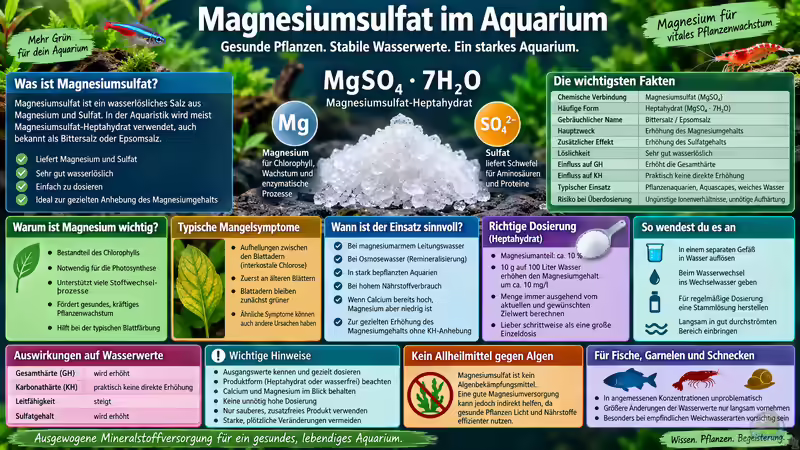 Magnesiumsulfat im Aquarium: Wirkung, Dosierung und sinnvoller Einsatz