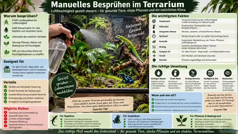 Manuelles Besprühen im Terrarium: Luftfeuchtigkeit gezielt und kontrolliert steuern
