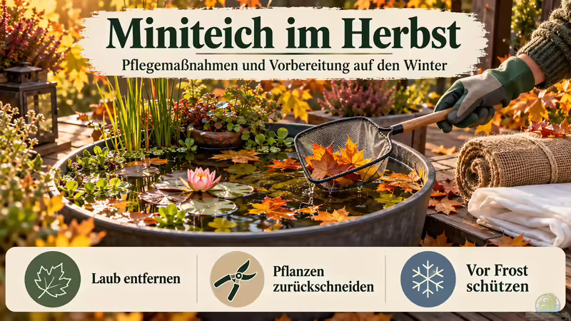 Miniteich im Herbst: Pflegemaßnahmen und Vorbereitung auf den Winter