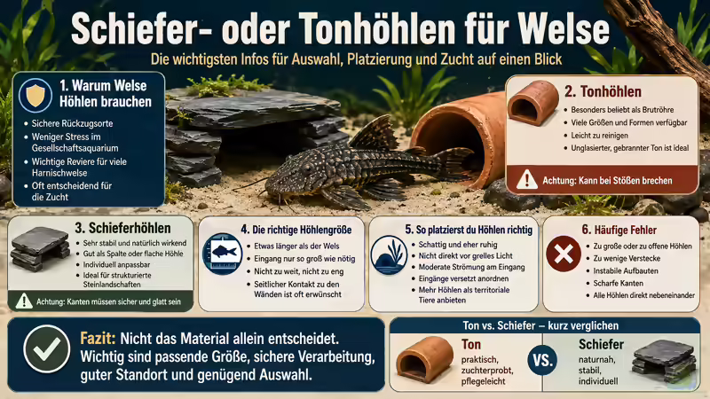 Schiefer- oder Tonhöhlen für Welse: Welche Höhle eignet sich fürs Aquarium?