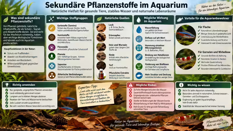 Sekundäre Pflanzenstoffe im Aquarium: Wirkung, Einsatz und Bedeutung für Fische, Garnelen und Wasserqualität