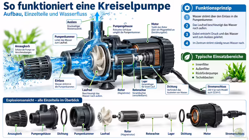 So funktioniert eine Kreiselpumpe - Technik, Aufbau und Einsatz im Aquarium