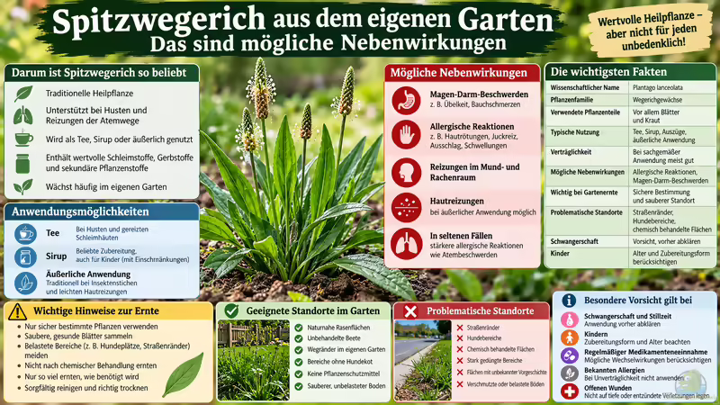 Spitzwegerich aus dem eigenen Garten: Das sind mögliche Nebenwirkungen
