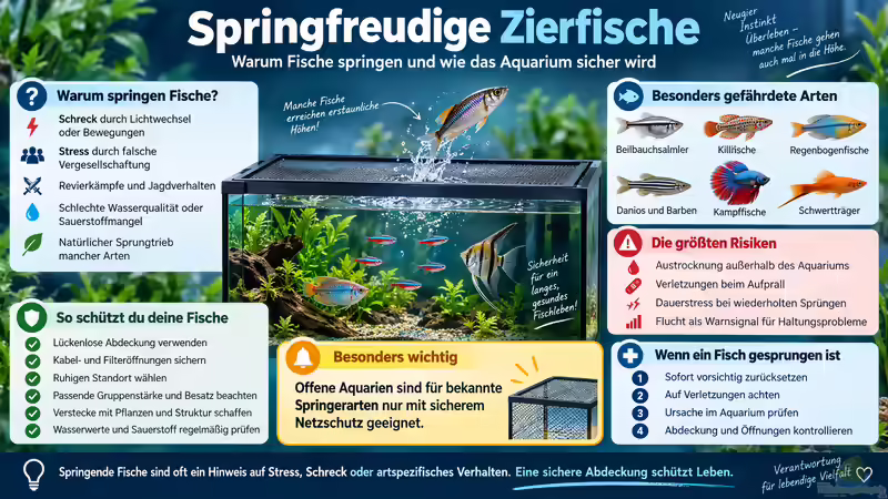 Springfreudige Zierfische: Ursachen, Risiken und sichere Haltung im Aquarium