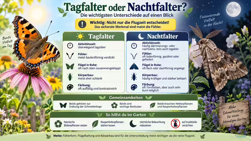 Tagfalter oder Nachtfalter: So lassen sich Schmetterlinge richtig unterscheiden