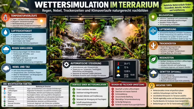 Wettersimulation im Terrarium: Regen, Nebel, Trockenzeiten und Klimaverläufe naturgerecht nachbilden