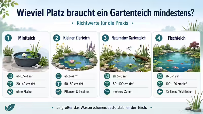 Wieviel Platz braucht ein Gartenteich mindestens?