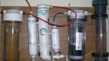 Leitungswasseraufbereitung: Grobfilter hw 5µS, Feinfilter hw 1µS, Osmose hw 75,