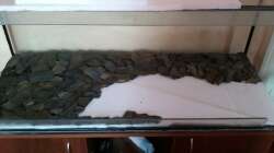 Erste Probelegen der Schieferplatten