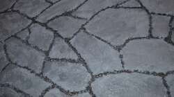 ....dann habe ich die Platte mit Kleister gestrichen, Quarzsand drauf gemacht und