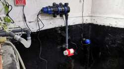 4000 L Pumpe mit Uv Anlage . Pumpt das Wasser zum Filter