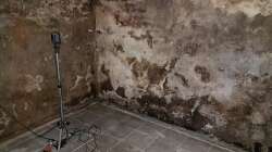 Trocknung der Wand und entfernen von Schimmel und losem Putz . Schei.. Arbeit