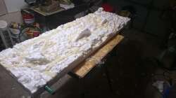 Rückwandbau aus Styropor und PU Schaum