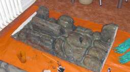 Bau Rückwand und Steine