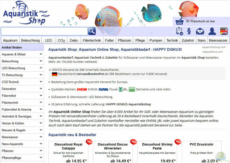 aquaristikshop.com Onlineshop (Webshop für Aquaristikbedarf - Happy Diskus)
