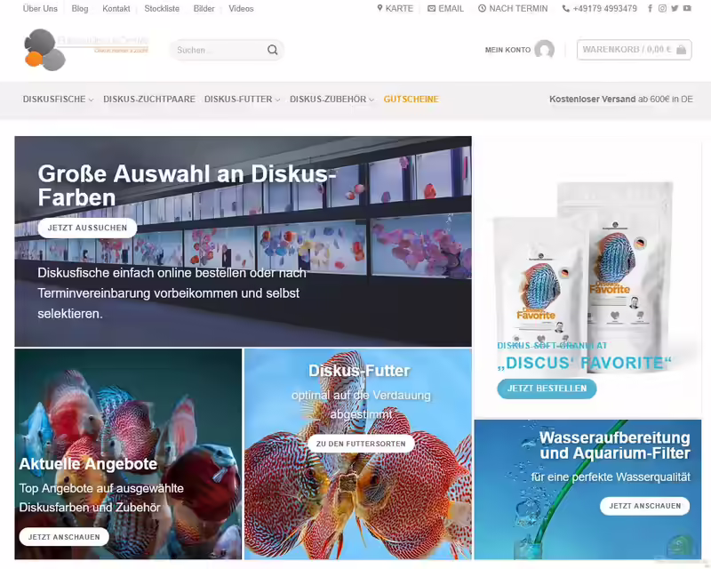 europadiscuscenter.de - Onlineshop für Diskusfische (Einrichtungsbeispiele mit Produkten aus dem Shop von europadiscuscenter.de)