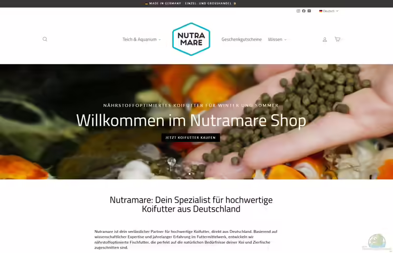 nutramare.de - Fischfutter und Wasserpflege für Aquarium und Gartenteich (Einrichtungsbeispiele mit Artikel von nutramare.de)