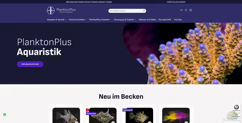 planktonplus.de - Onlineshop für Aquaristikprodukte (Einrichtungsbeispiele mit Produkten aus dem Shop von planktonplus.de)