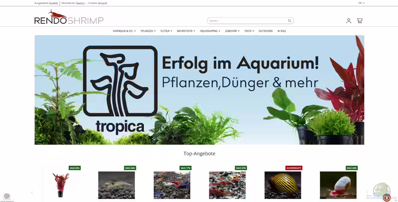 rendo-shrimp.de - Onlineshop für Garnelenhaltung (Einrichtungsbeispiele mit Produkten aus dem Shop von rendo-shrimp.de)